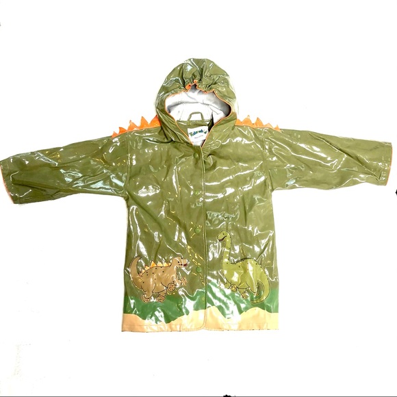 KIDORABLE LINED DINOSAUR RAIN COAT W/Pockets, Hood - Picture 10 of 12